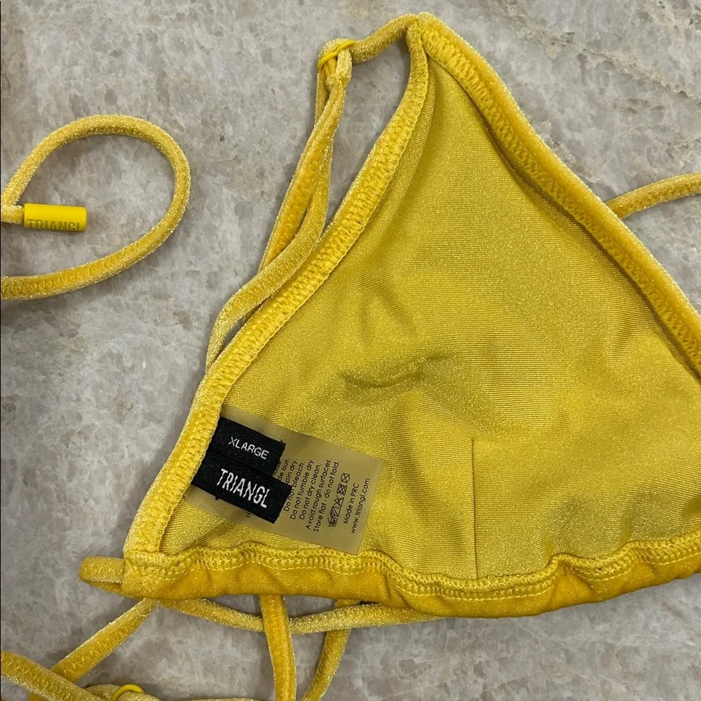 triangl swimwear Bright Yellow Velvet Triangle Bikini with Pouch